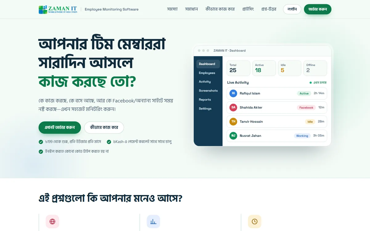 MonitorPro — Employee Monitoring Software website homepage
