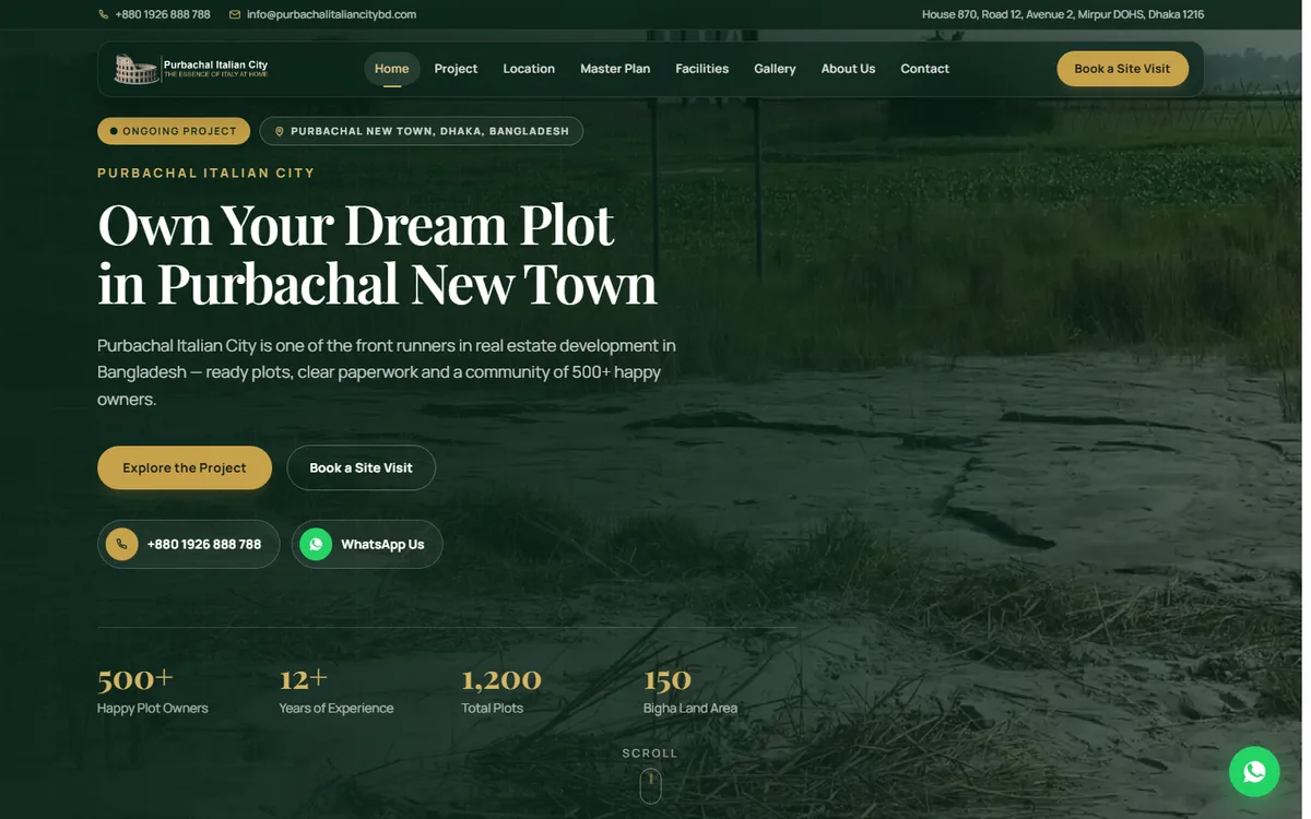 Purbachal Italians City website homepage